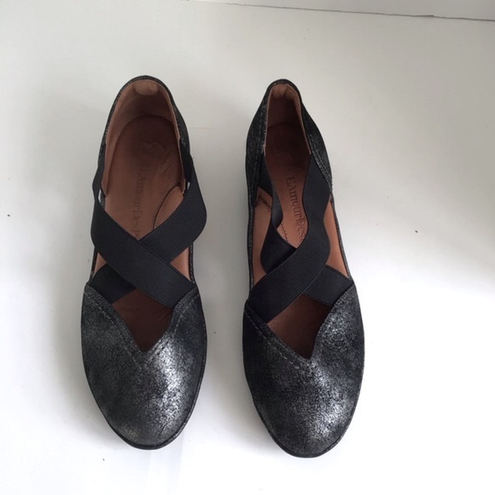 L'Amour Des Pieds Bane Demi Criss Cross Strap Leather Wedges Size 7 - Picture 3 of 14